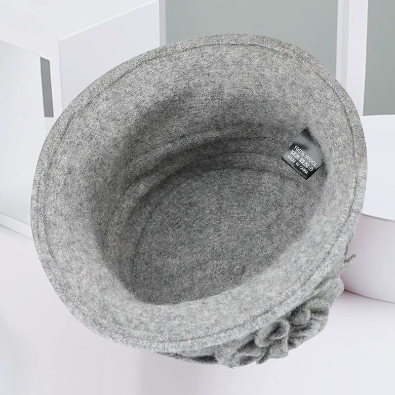 Sumolux Women Beret Hat French Vintage Floral Wool Dress Cloche Classic Winter Hat 1920s - Image 5